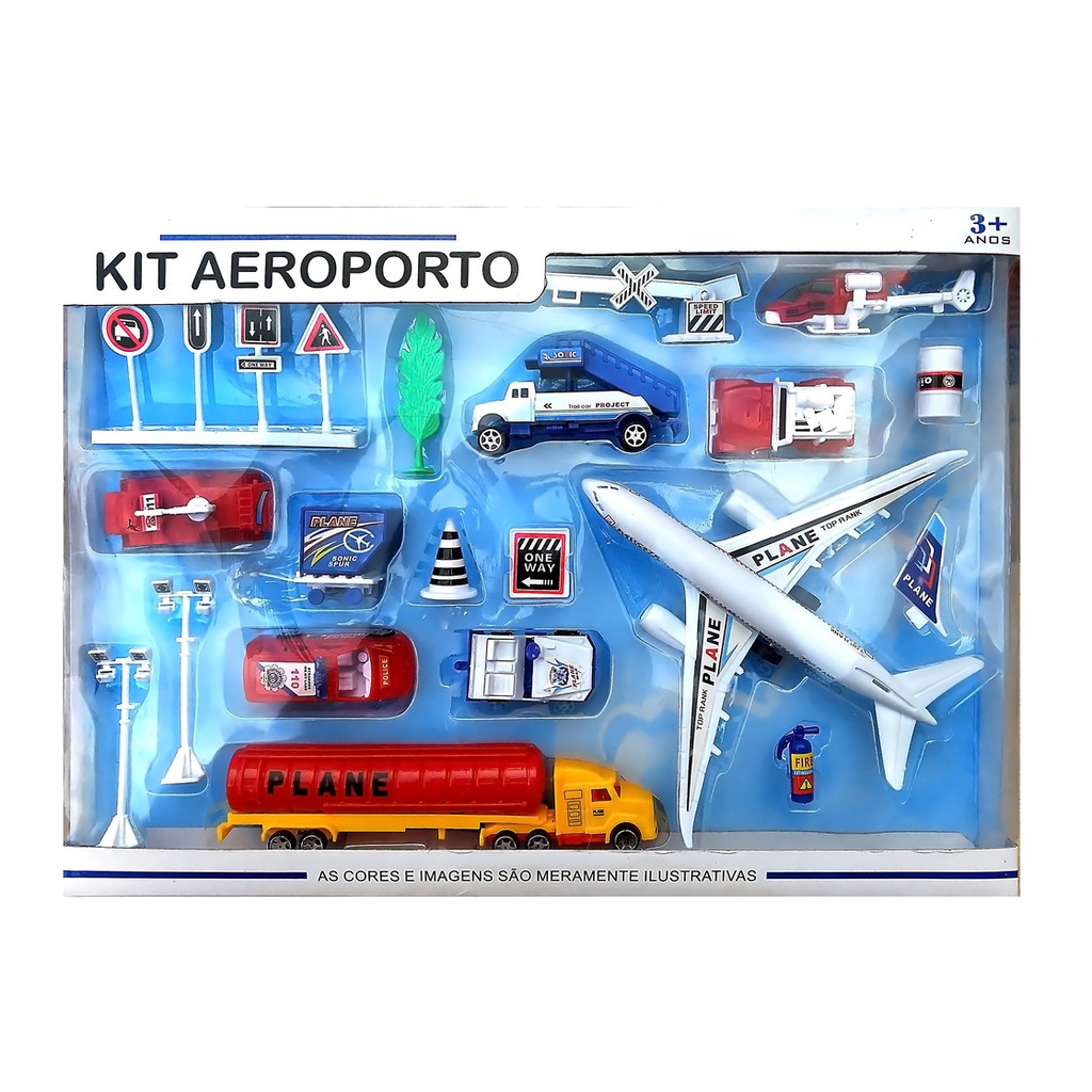 Brinquedo Kit Completo Aeroporto com Acessórios Avião e carrinhos ...
