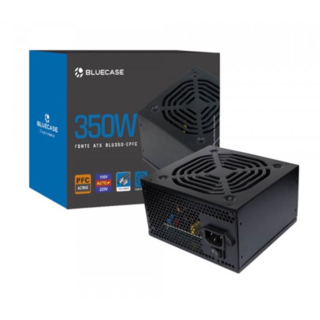 Fonte de Alimentação para PC Desktop 350w Bivolt Bluecase ATX BLU350-EPFC