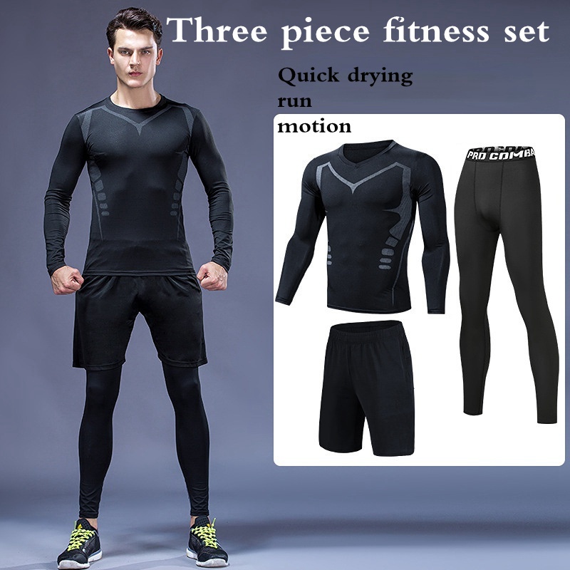 Conjunto De Roupa Esportiva De Compressão Masculina, 7 Peças