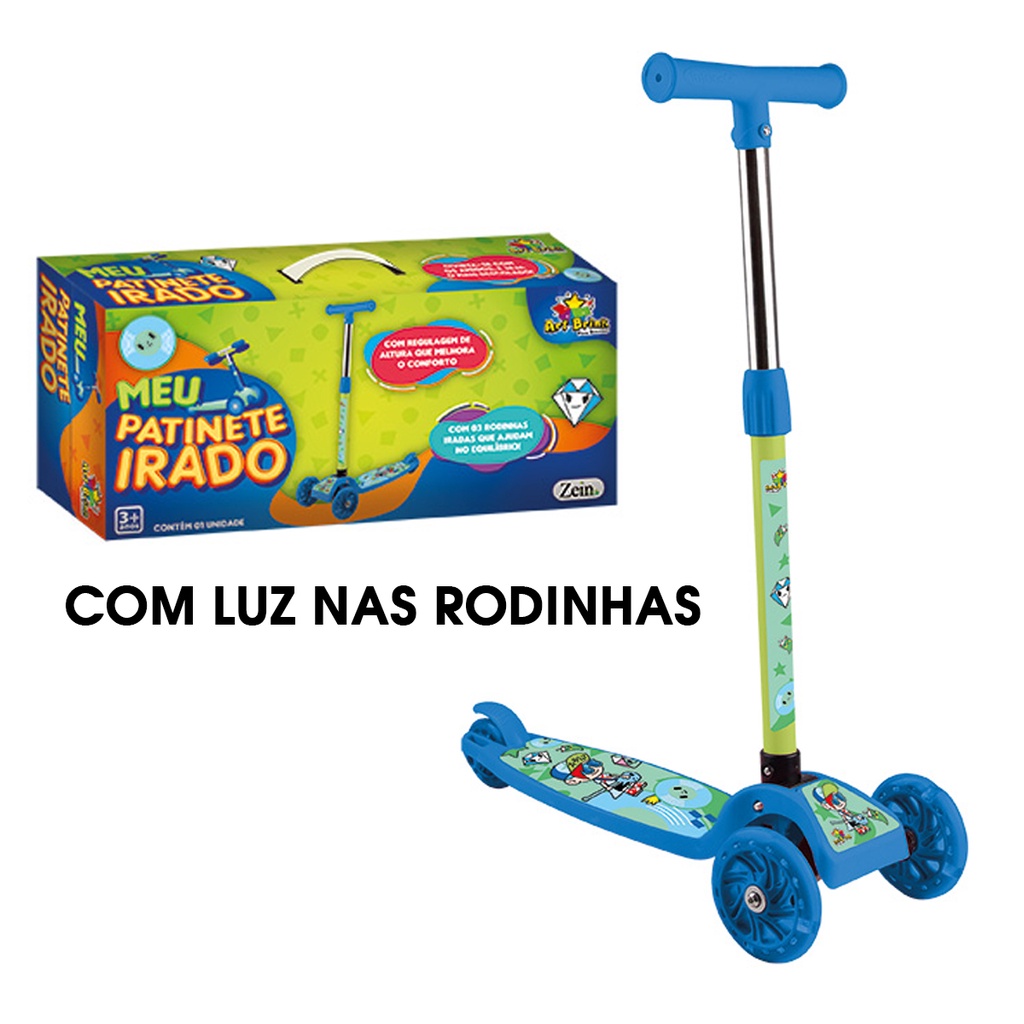 Patinete Infantil Irado Boy 3 Rodas com Luzes Brinquedo Menino Dobrável ...