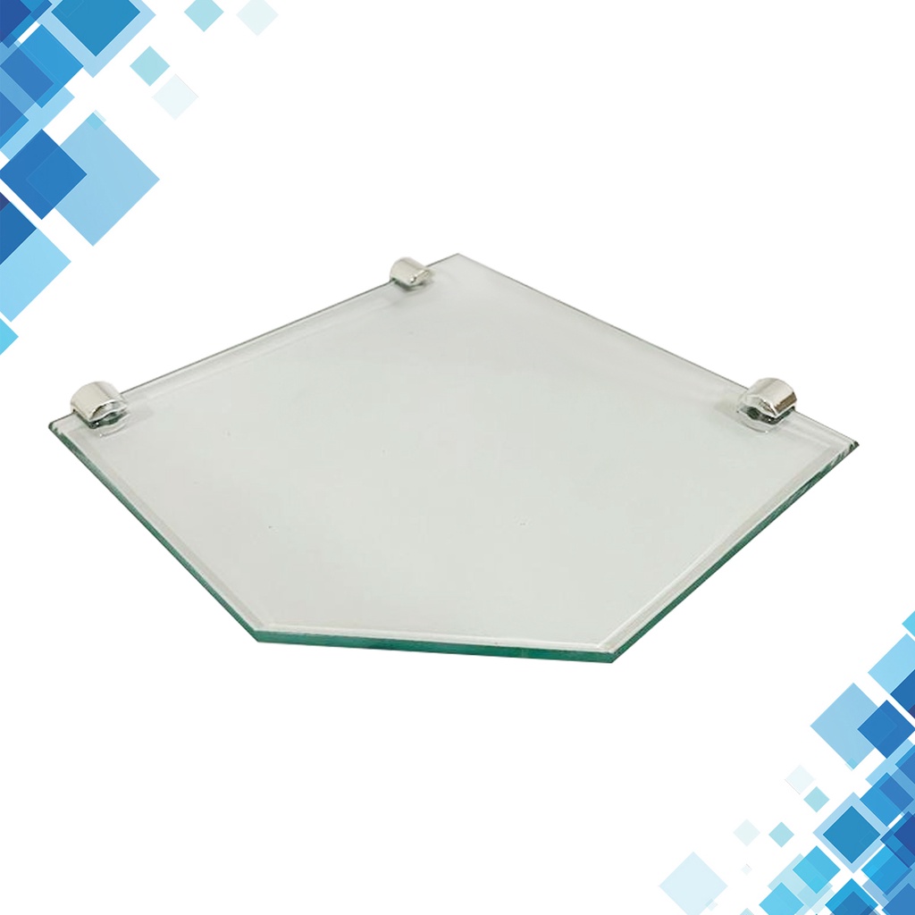 Prateleira de vidro canto chanfrada porta shampoo 25 x 25 cm x 8 mm