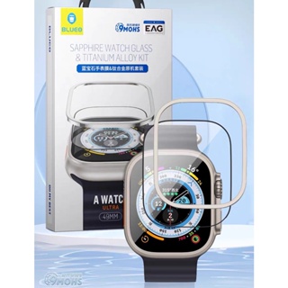 Blueo Safira Vidro Temperado Para Relógio De Maçã ultra 49mm Protetor De Tela Titânio ALLOY Estrutura iwatch premium Fino Resistente A Riscos Cobertura Protetora Total