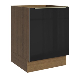 Balcão Madesa Lux 60 cm 1 Porta - Rustic/Preto
