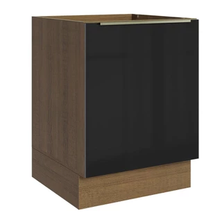 Balcão Madesa Lux 60 cm 1 Porta - Rustic/Preto em Oferta na Shopee