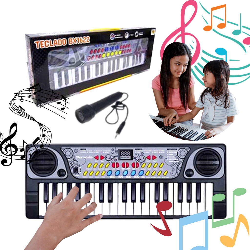 Teclado com Microfone BX1622 Piano Musical Infantil 37 Teclas 06