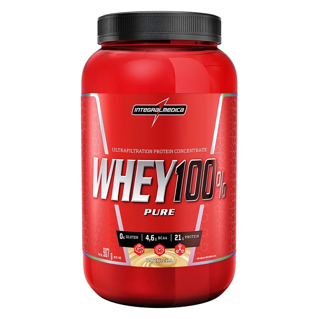 Whey 100% Whey Integral Medica Pote 900g Sabor Baunilha