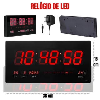 Relógio De Parede Grande Led Digital para Academia Hospital Termometro Data Hora Minutos Segundos