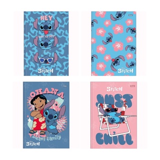 Kit Combo 2 Cadernos Brochura Stitch Disney 1 Matéria 80 Folhas Capa Dura Volta As Aulas Foroni