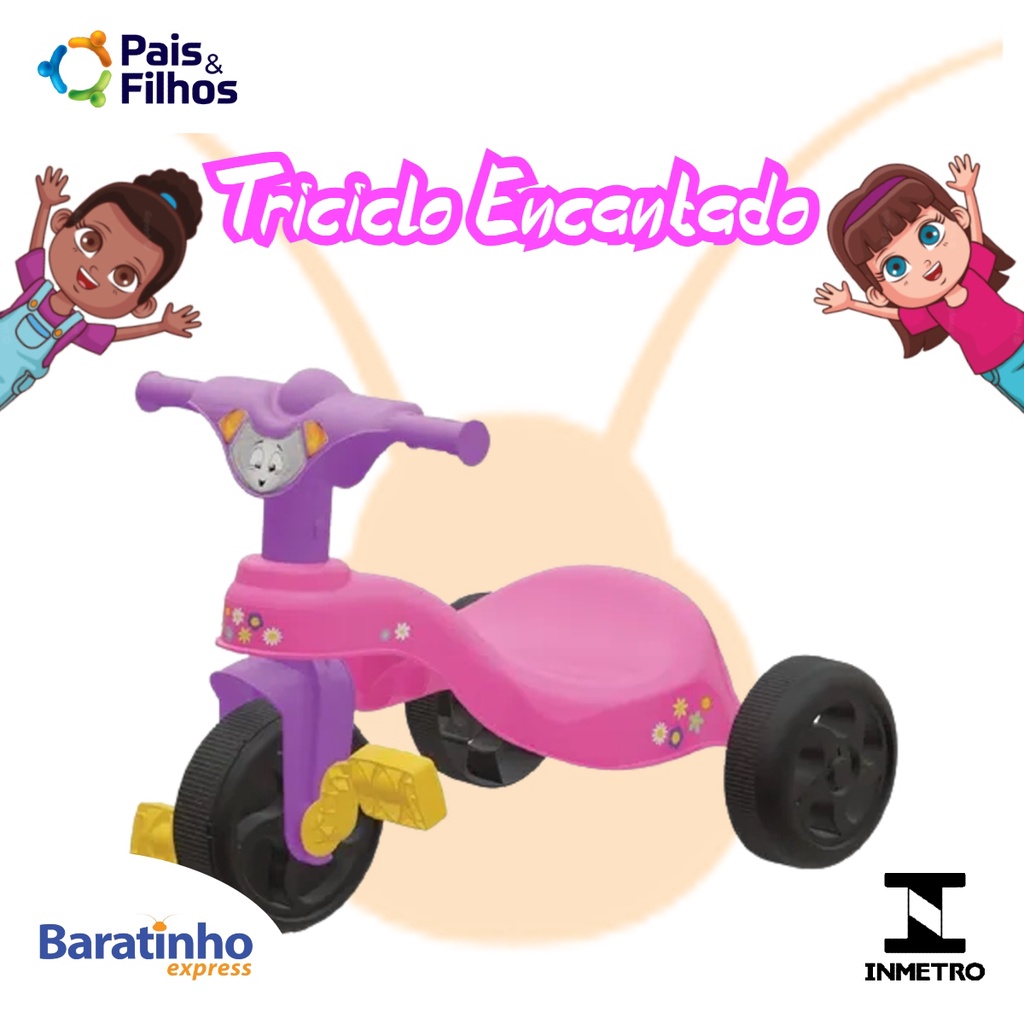 Motoca Infantil Triciclo Encantado Rosa Menina Pais e Filhos - Camilo's  Variedades