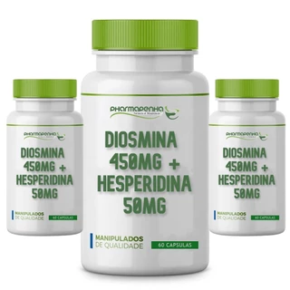 3 Potes Diosmina 450mg + Hesperidina 50mg 60 Cápsulas cada