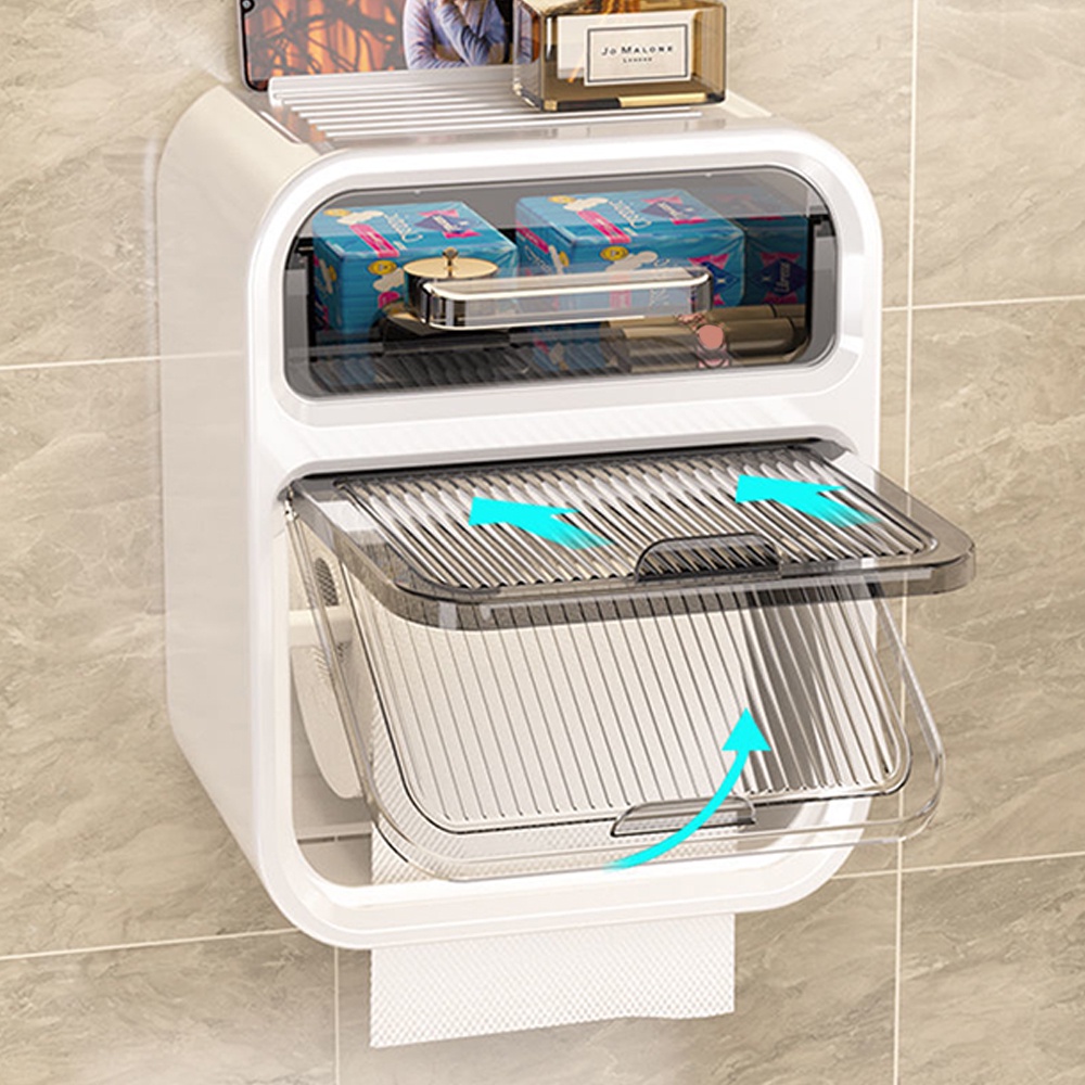 Multifunctional Tissue Storage Box Punch-free Waterproof Toilet Roll ...