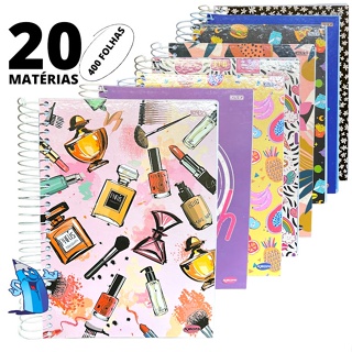 CADERNO 20 MATERIAS FEMININO 400 FOLHAS KBOM SAO DOMINGOS