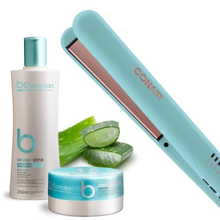 Prancha Conair Infusion Aloe Vera mais Shampoo e Máscara Infusion Repair