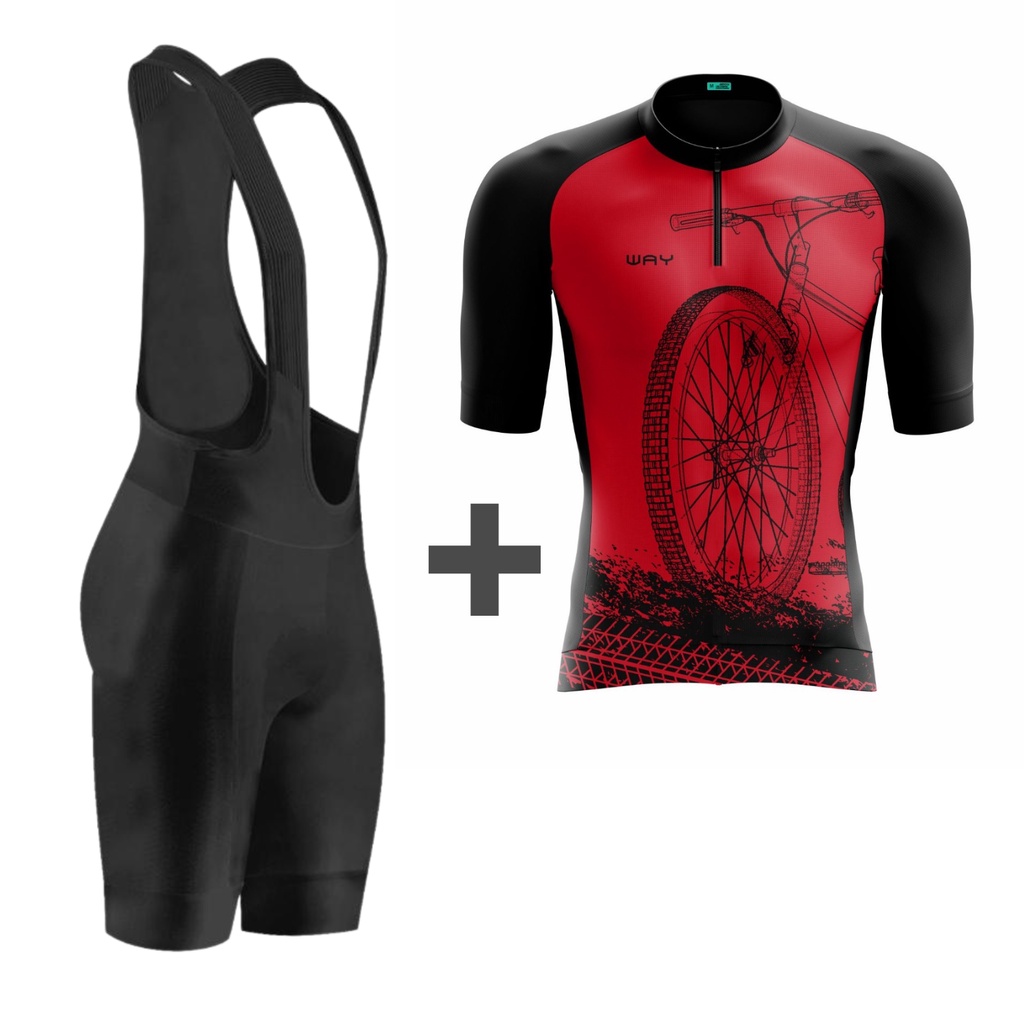 Kit Roupa de Ciclismo Masculina Camisa e Bretelle com Forro em Gel ...