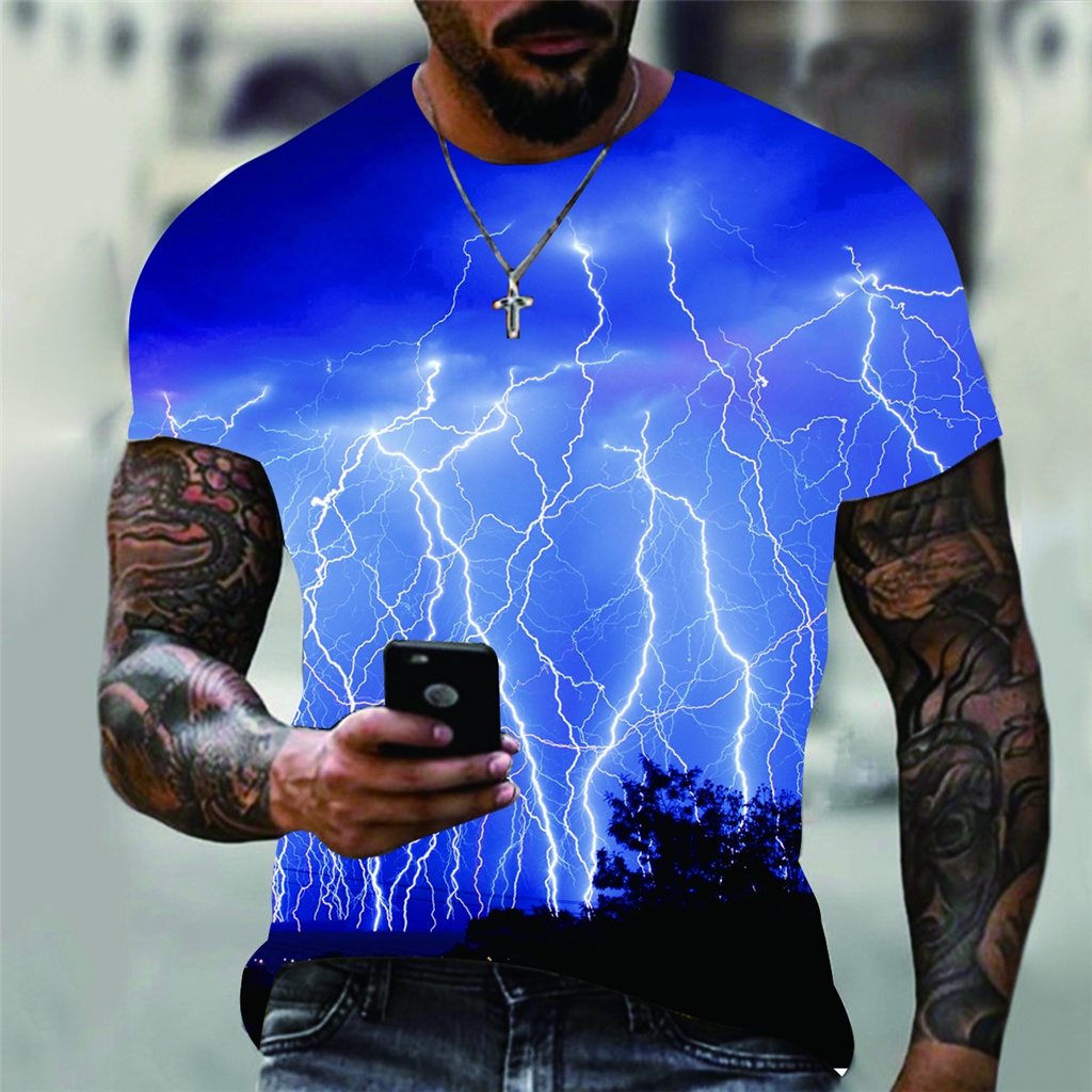 Camiseta De Verão Cool 3D Digital Impressa Para Homens Camisetas De Manga Curta