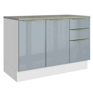 Balcão de Pia 120 cm 2 Portas 3 Gavetas Branco/Cinza Lux Madesa em Oferta na Shopee