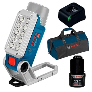 Lanterna LED à Bateria 12V GLI 12V-330 330 Lumens com Bateria 2,0Ah, Carregador Bivolt e Bolsa BOSCH em Oferta na Shopee