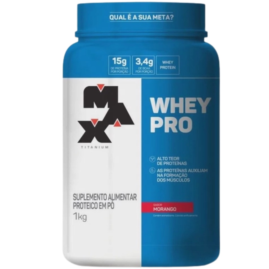 Whey Protein Pro 1kg Pote Max Titanium – Morango