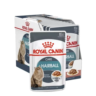 Caixa 12un Ração Úmida Sachê Royal Canin Bolas de Pelo Gatos Adultos 85g