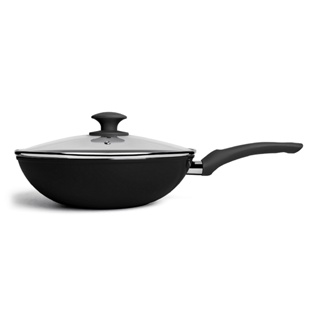 Wok Com Tampa E Indução Ceramic Life Brinox Optima 3,4 Litros Ø 28 cm Preto