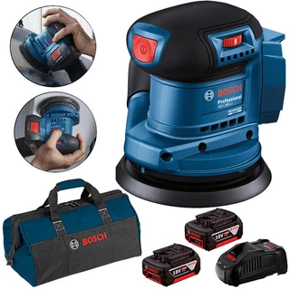 Lixadeira Roto Orbital à Bateria 18V GEX 185-LI com 2 Baterias 4,0Ah, Carregador Bivolt e Bolsa BOSC