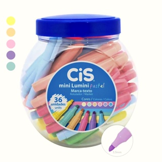Pote Mini Marca Texto CIS Lumini Tons Pastel ou Neon c/ 36 Unids
