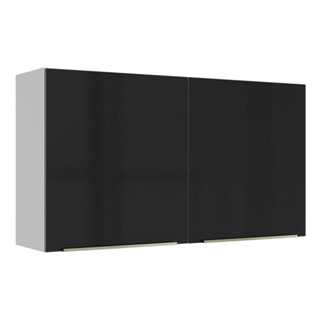 Armário Aéreo Madesa Lux 120 cm 2 Portas - Branco/Preto