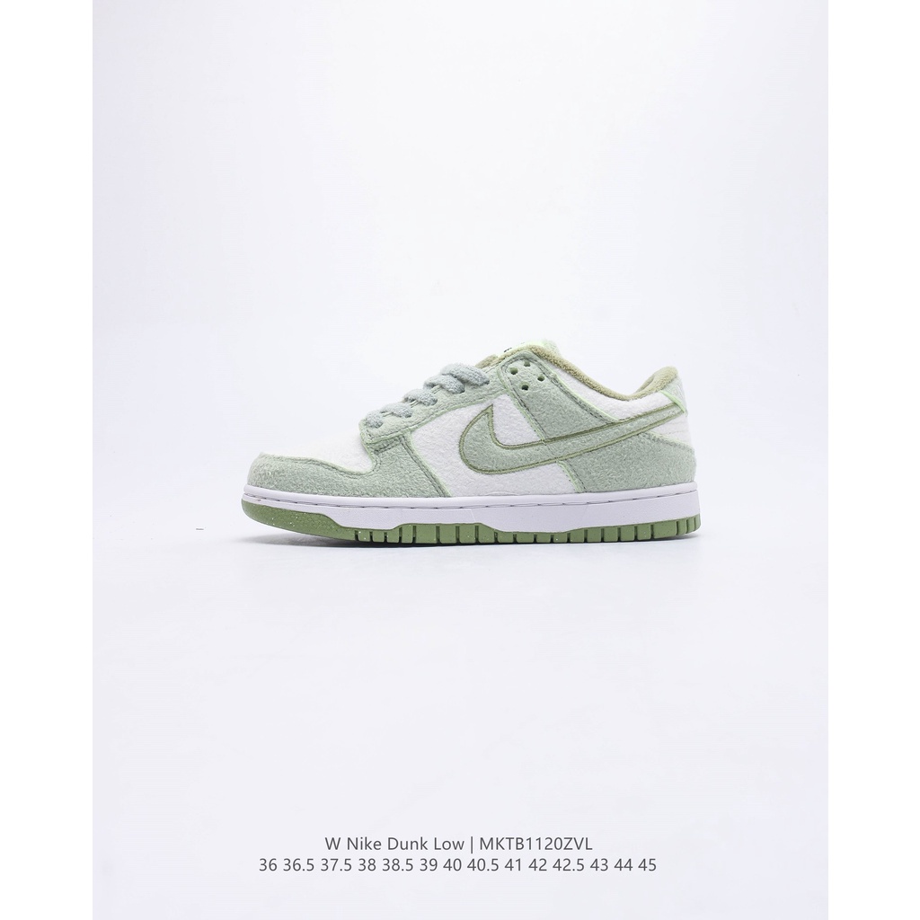 NIKE SB Dunk Low "Medium Olive" Série de fivela para baixo Cano sapatos de skate esportivos "Grama Verde Branco Fluff" Cor