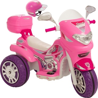 Moto Eletrica Infantil Sprint Turbo Biemme Rosa Pink 12V com Capacete Grátis