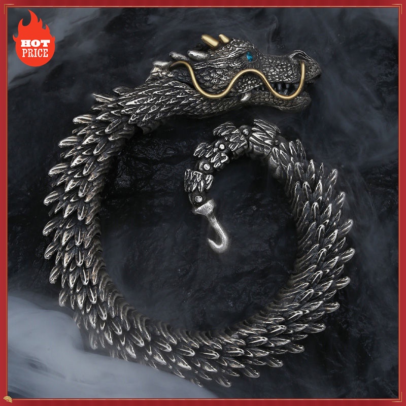 Pulseira De Dragão Viking Tridimensional Feita À Mão vintage Personalizado Cabeça Coletor De Grau Festa Joias Da Moda