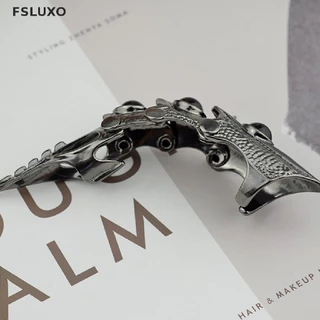 FSLUXO Dragon Skull Finger Long Rings Punk Rock Animal Anéis Longos Halloween Cosplay Acessórios De Fantasia Jóias Vintage Joalheria Presentes .