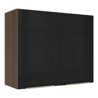 Armário Aéreo Madesa Lux 80 cm 2 Portas - Rustic/Preto