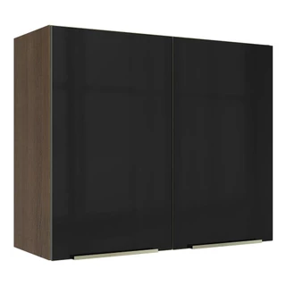 Armário Aéreo Madesa Lux 80 cm 2 Portas - Rustic/Preto em Oferta na Shopee