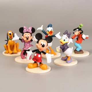 6pçs Brinquedos Disney 5-9cm Desenho Animado Fofo Mouse Mickey Donald Duck Minnie Micro De Aniversário Em PVC Figuras De Ação Para Crianças Melhores Presentes