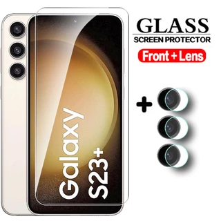 2 Em 1 Vidro 9H Para Samsung Galaxy S23 S23 + Cobertura Total Película De Temperado S23 Plus Protetora De Tela De Lente De Câmera