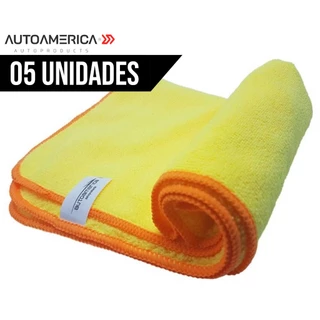 Kit 5 Flanelas de Microfibra Amarela 40x60CM 350GSM Autoamerica