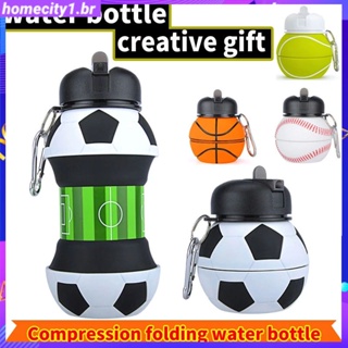 [In Stock] 19Oz/550ml Garrafa de Esportes Garrafas de Água Dobrável Com Mosquetão Para O Presente Das Crianças Tênis Para Caminhada, GINÁSIO, Escola, Esportes E Viagens copo De Futebol