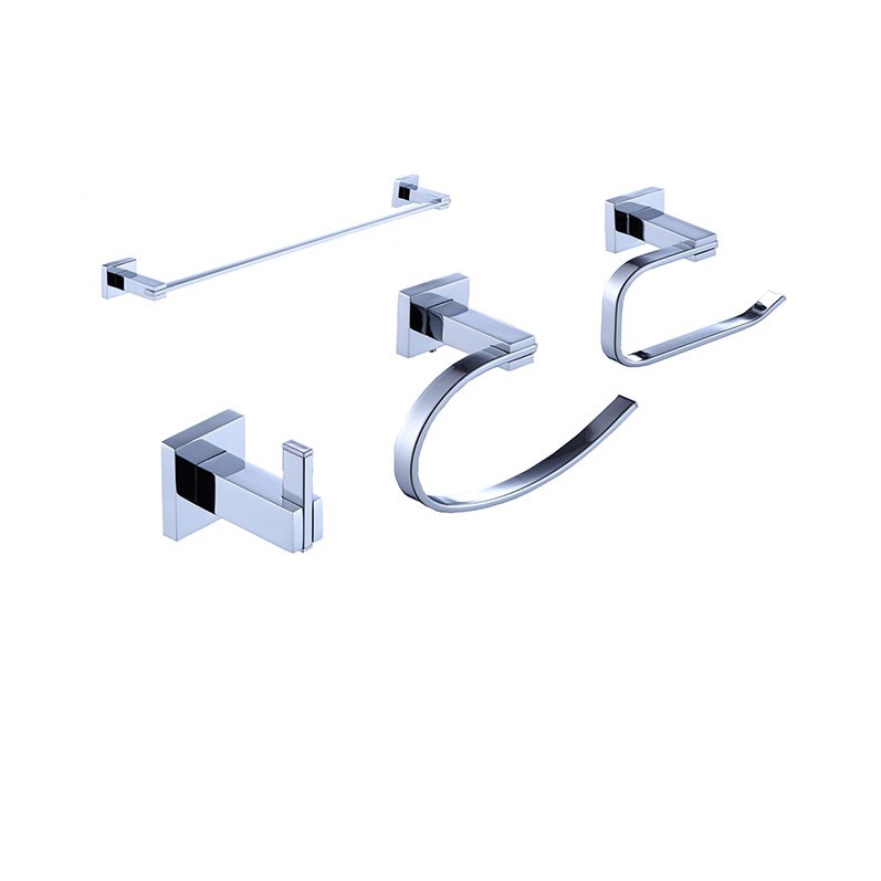 Kit Acessórios De Banheiro Lavabo Quadrado Inovartte 4 Peças Cromado - IKAB04