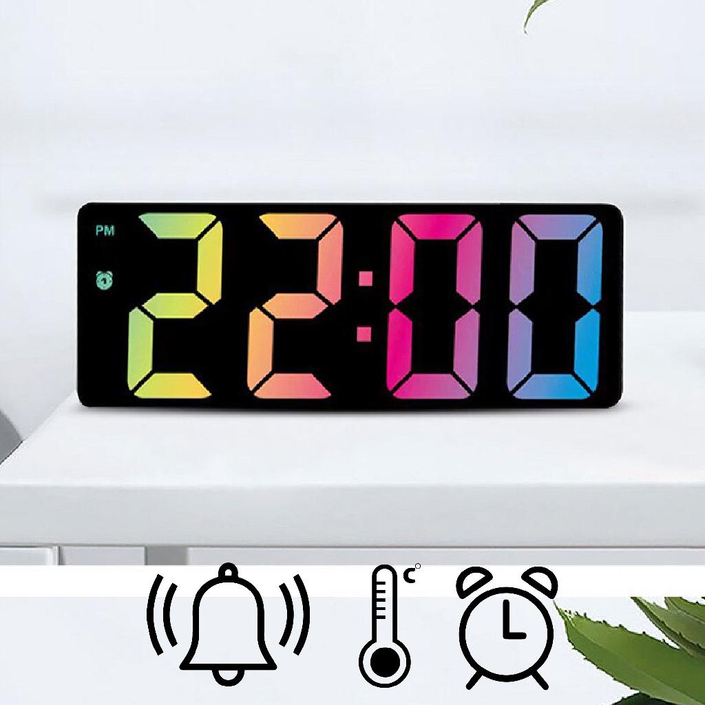 Relógio Digital De Mesa USB E Pilha Com Despertador Data E Temperatura Colorido Linha Premium