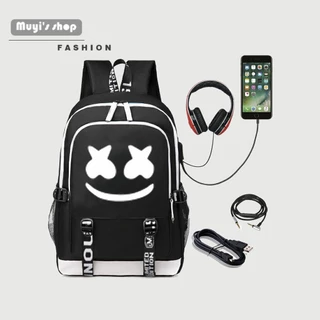 Mochila Escolar 2H1N Marshmello Electronic/DJ Marshmallow Com 100 Espaços
