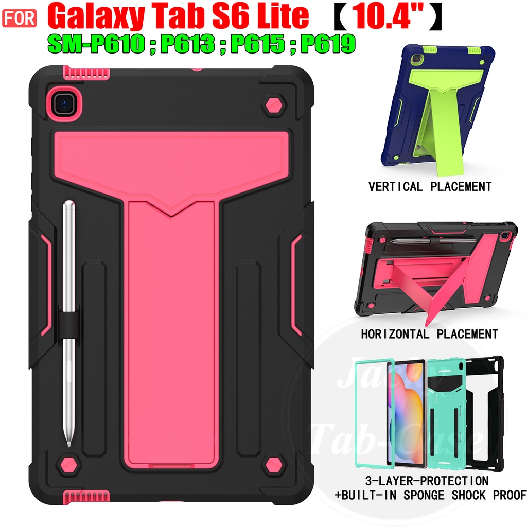 Para Samsung Galaxy Tab S6 Lite (10.4 ") S6Lite Edition 2022 2020 SM-P619 SM-P615 SM-P613 SM-P610 Tampa Do Suporte P610 P613 P619 P615 Estojo Resistente À Prova De Choque Com Compartimento Caneta