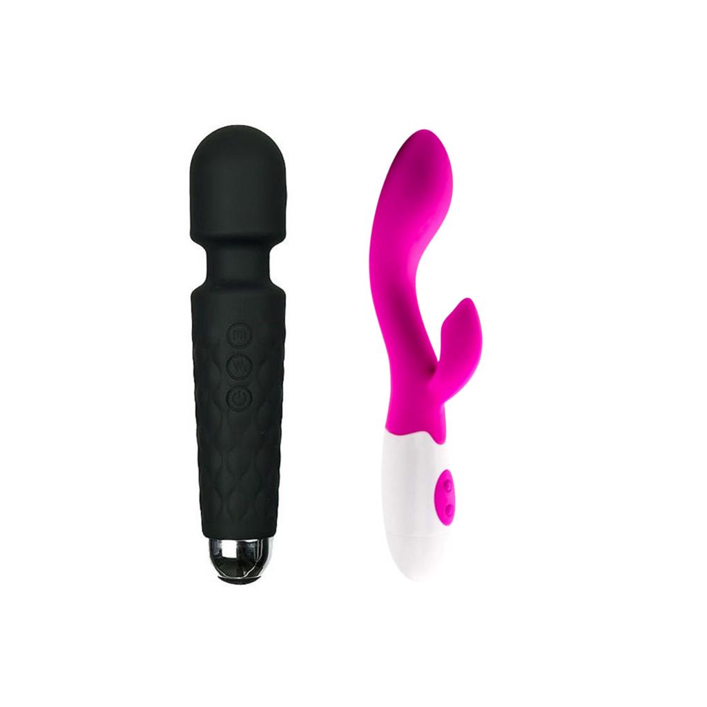 Kit Sex Shop Vibrador Feminino 10 Modos De Vibracao Com Dupla Estimulacao Varinha Magica 7824