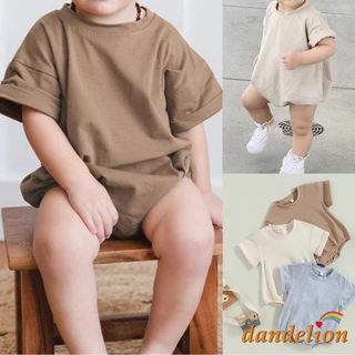 Dente-De-Leão-0-24 Meses Baby Boys Summer Short Sleeve Cor Sólida Romper