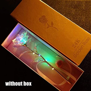 Simulação De Lâmpada De Rosas De Folha De Ouro LED Bouquet 24K Presente De Natal Do Dia Dos Namorados