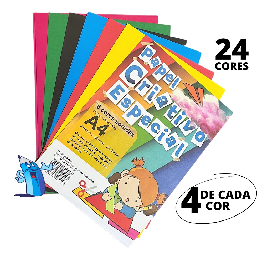 Papel Criativo Color Set A4 90g 6 Cores 24 Folhas Shopee Brasil 7341