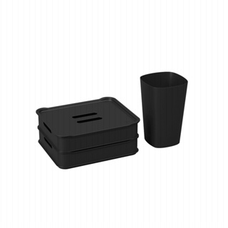 Kit para Organizar Quarto e Escritório 3 Peças Coza Preto