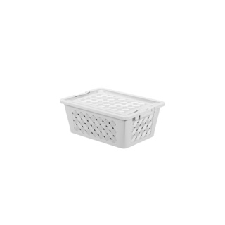 Cesta Organizadora Com Tampa Coza Click 30 x 22 x 12 cm Branco