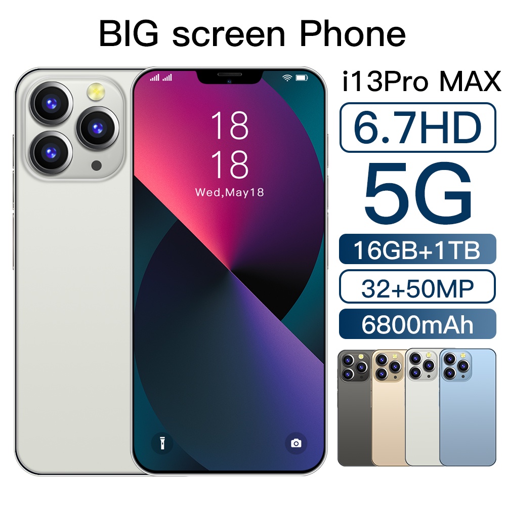Smartphone 6.7 Polegadas I13 Pro Max Celular 16GB + 1TB Telefone ...