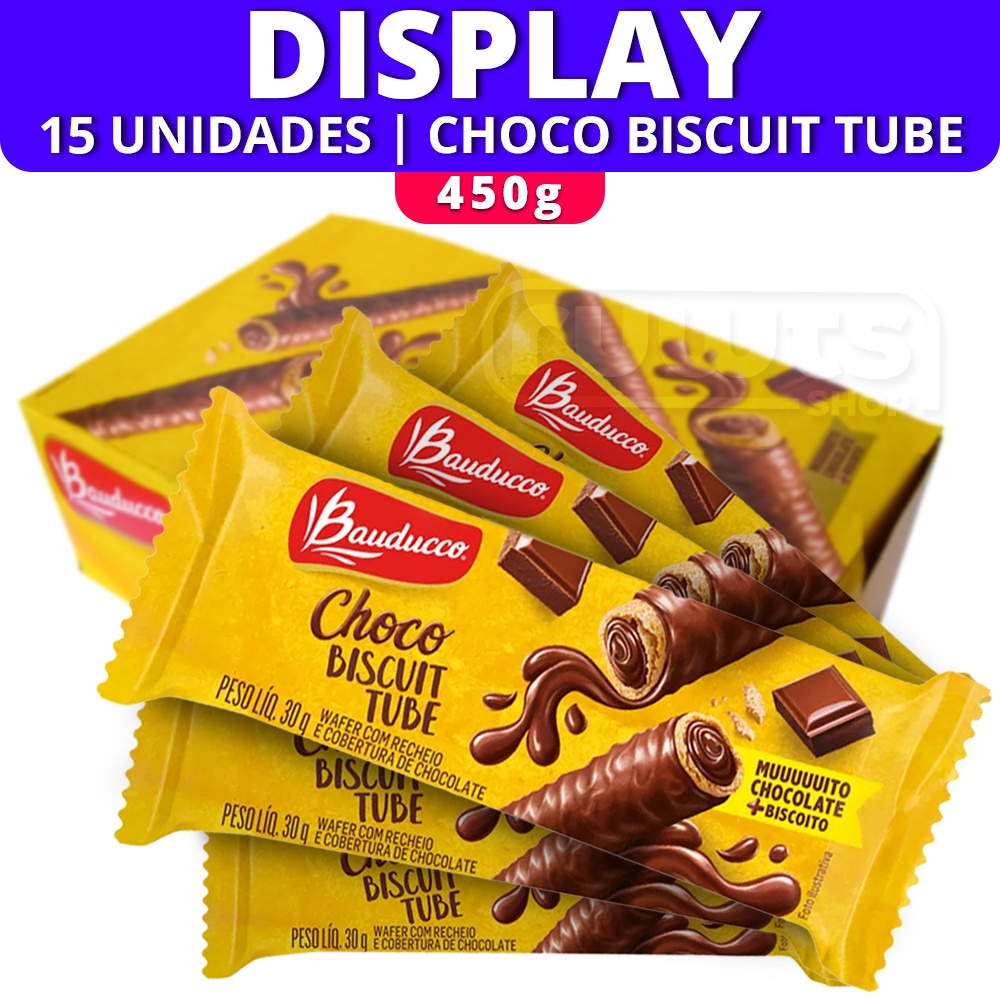 Wafer Choco Biscuit Tube Chocolate Bauducco - Display 15 Uni | Shopee ...