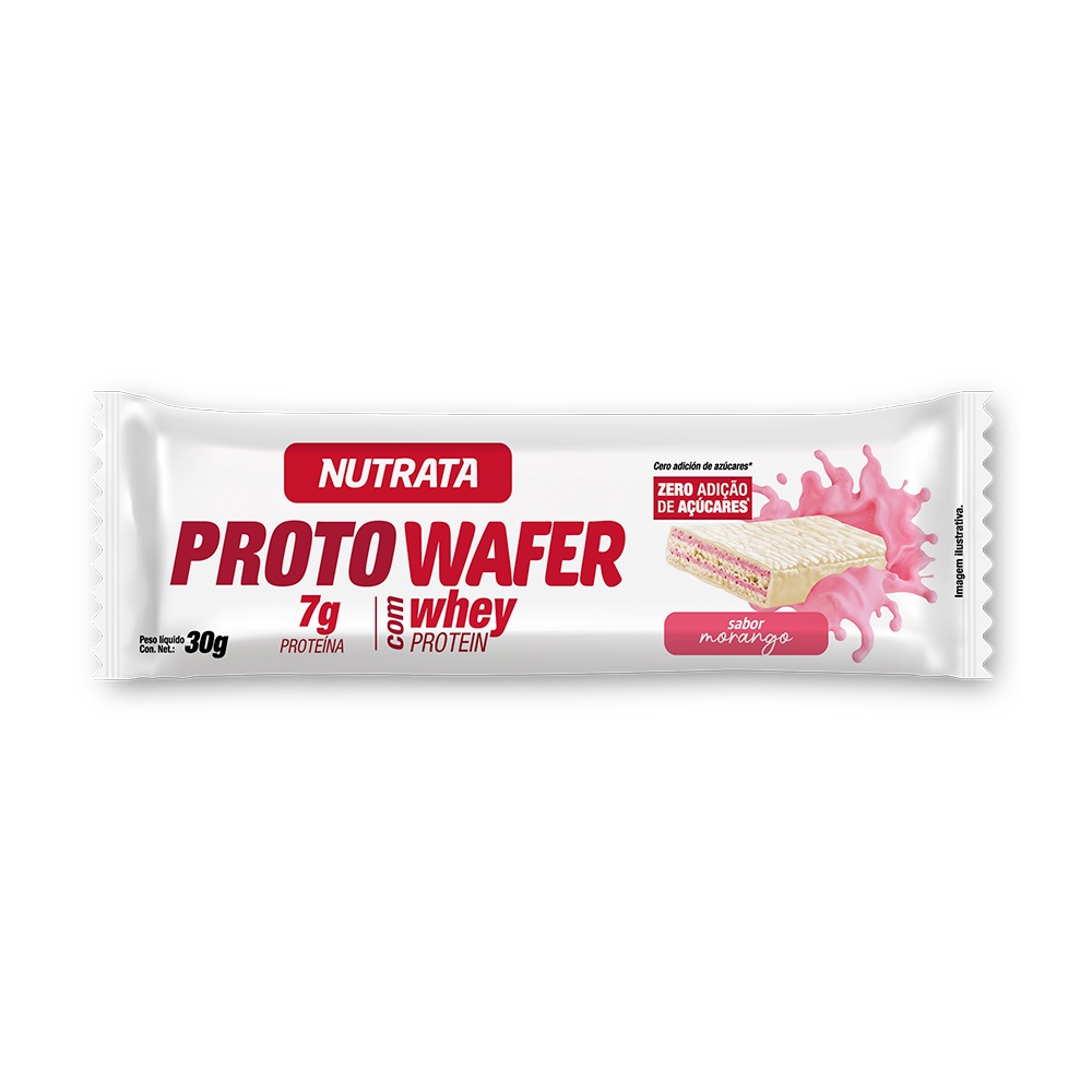 Proto Wafer Morango 30g c/ Whey Protein Nutrata
